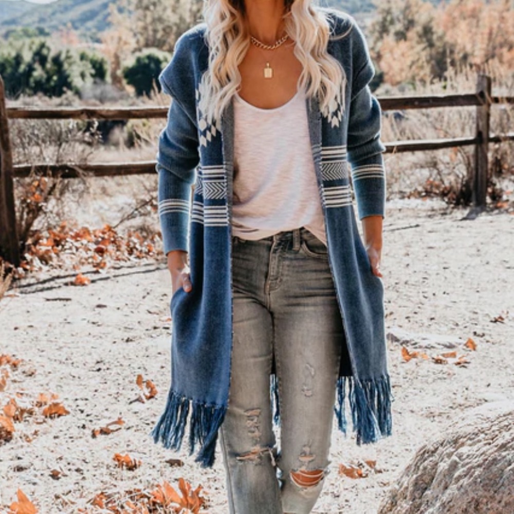 VICI - For Miles And Miles Cotton Pocketed Fringe Cardigan